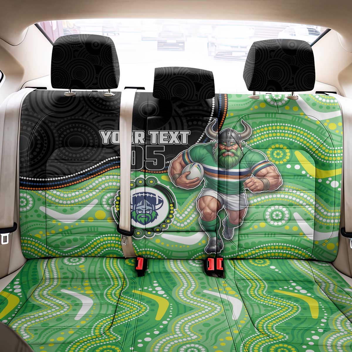 Custom Raiders Back Car Seat Cover Viking Mascot With Aboriginal Indigenous