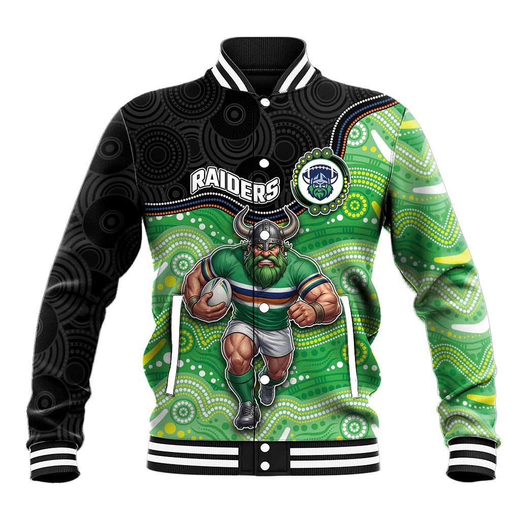 Custom Raiders Baseball Jacket Viking Mascot With Aboriginal Indigenous