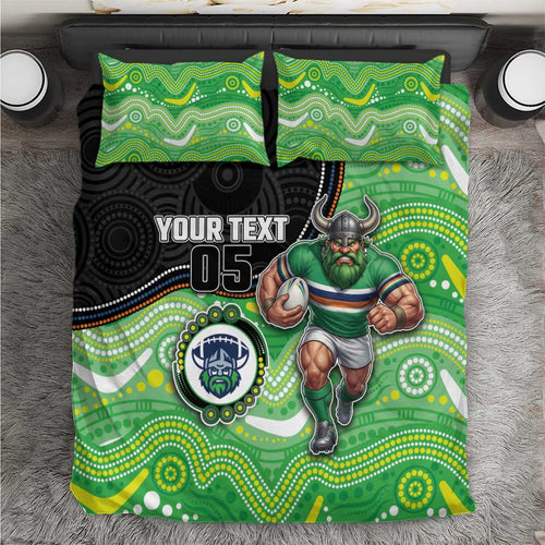 Custom Raiders Bedding Set Viking Mascot With Aboriginal Indigenous