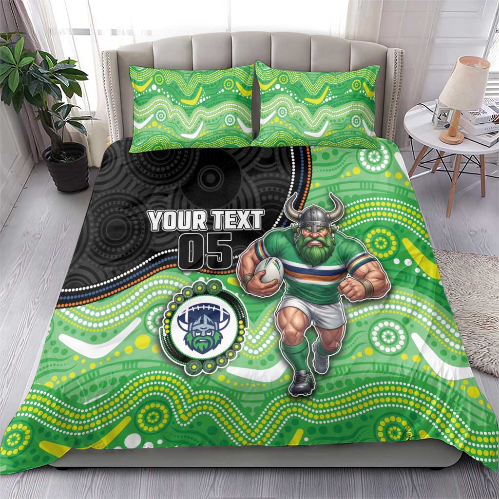 Custom Raiders Bedding Set Viking Mascot With Aboriginal Indigenous