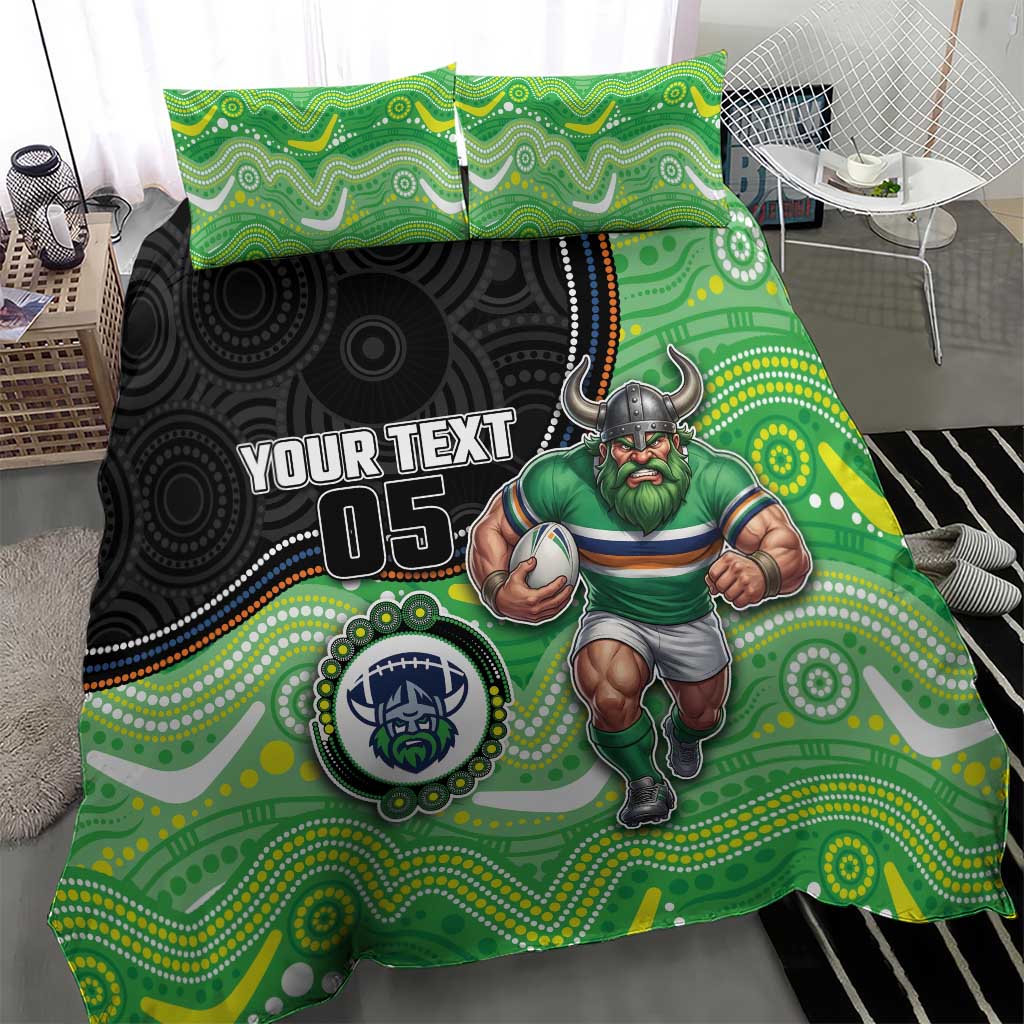 Custom Raiders Bedding Set Viking Mascot With Aboriginal Indigenous