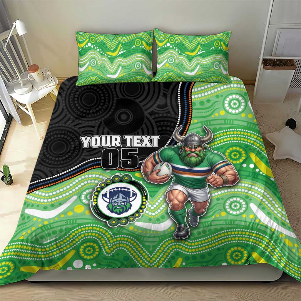 Custom Raiders Bedding Set Viking Mascot With Aboriginal Indigenous