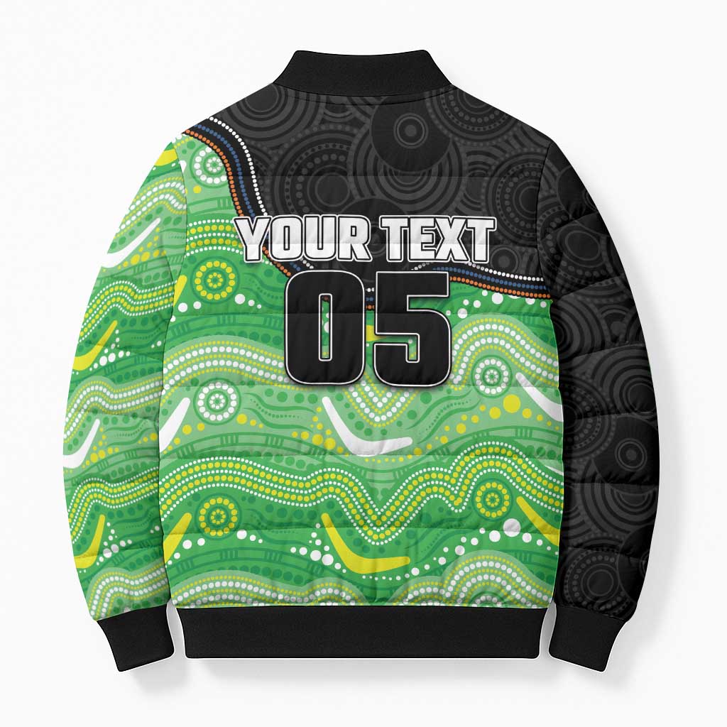 Custom Raiders Bomber Puffer Jacket Viking Mascot With Aboriginal Indigenous