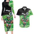 Custom Raiders Couples Matching Long Sleeve Bodycon Dress and Hawaiian Shirt Viking Mascot With Aboriginal Indigenous
