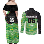 Custom Raiders Couples Matching Off Shoulder Maxi Dress and Long Sleeve Button Shirt Viking Mascot With Aboriginal Indigenous