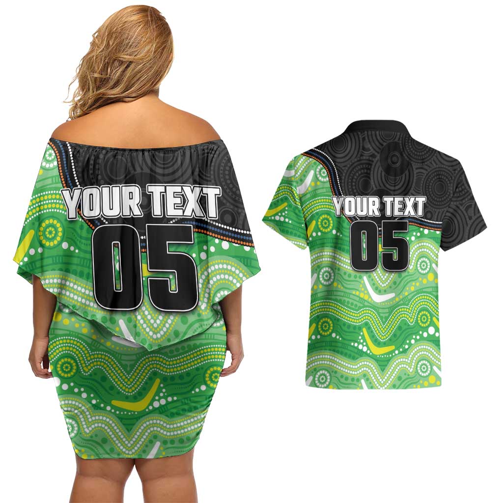 Custom Raiders Couples Matching Off Shoulder Short Dress and Hawaiian Shirt Viking Mascot With Aboriginal Indigenous