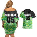 Custom Raiders Couples Matching Off Shoulder Short Dress and Hawaiian Shirt Viking Mascot With Aboriginal Indigenous