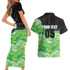 Custom Raiders Couples Matching Short Sleeve Bodycon Dress and Hawaiian Shirt Viking Mascot With Aboriginal Indigenous