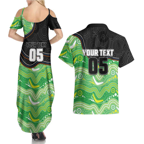Custom Raiders Couples Matching Summer Maxi Dress and Hawaiian Shirt Viking Mascot With Aboriginal Indigenous