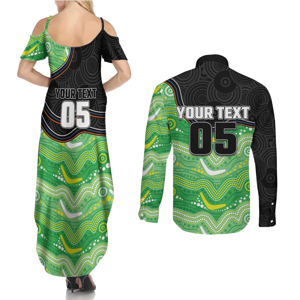Custom Raiders Couples Matching Summer Maxi Dress and Long Sleeve Button Shirt Viking Mascot With Aboriginal Indigenous