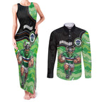 Custom Raiders Couples Matching Tank Maxi Dress and Long Sleeve Button Shirt Viking Mascot With Aboriginal Indigenous
