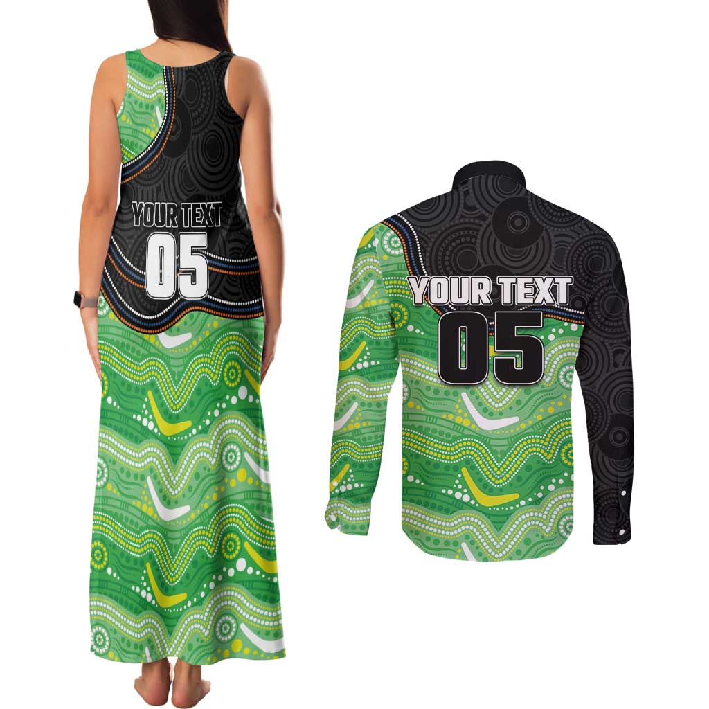 Custom Raiders Couples Matching Tank Maxi Dress and Long Sleeve Button Shirt Viking Mascot With Aboriginal Indigenous