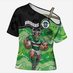 Custom Raiders Cross Shoulder Shirt Viking Mascot With Aboriginal Indigenous
