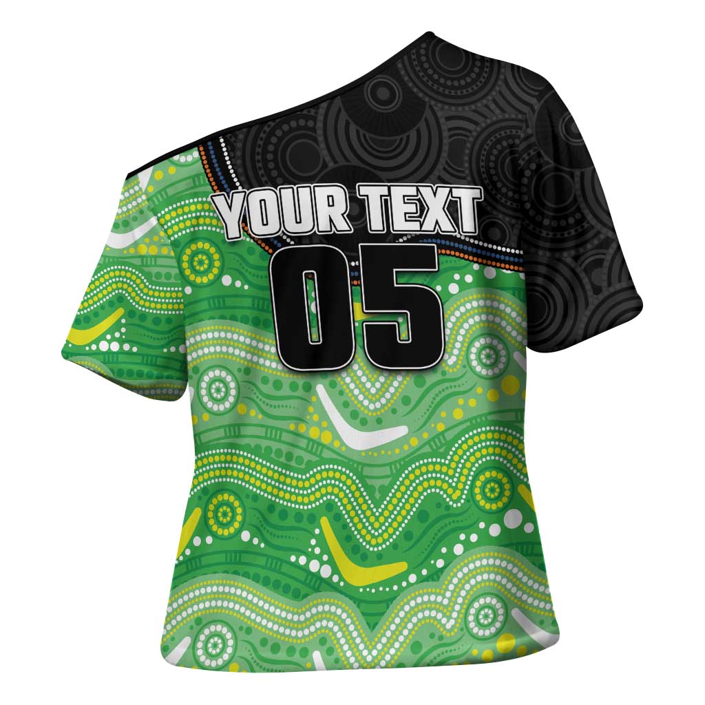 Custom Raiders Cross Shoulder Shirt Viking Mascot With Aboriginal Indigenous
