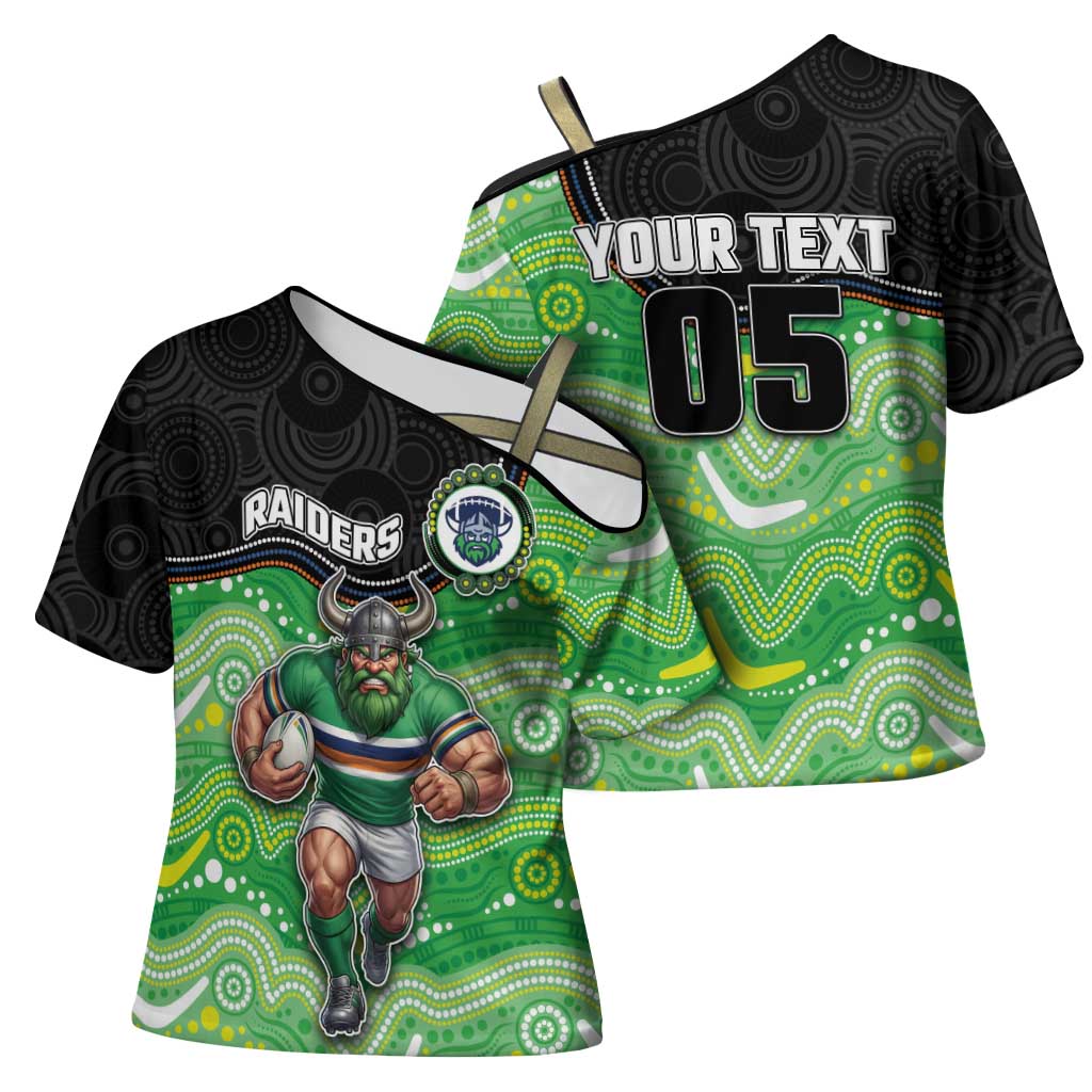 Custom Raiders Cross Shoulder Shirt Viking Mascot With Aboriginal Indigenous