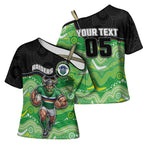 Custom Raiders Cross Shoulder Shirt Viking Mascot With Aboriginal Indigenous