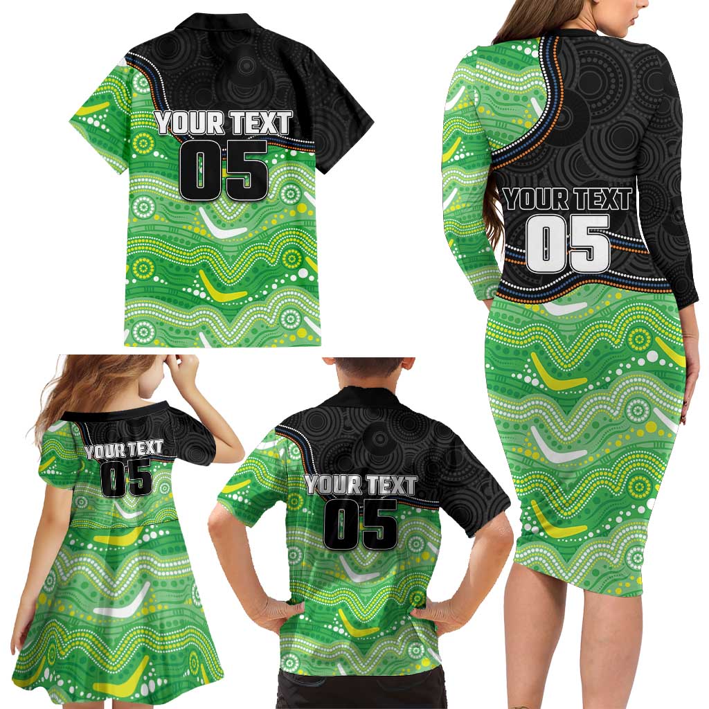 Custom Raiders Family Matching Long Sleeve Bodycon Dress and Hawaiian Shirt Viking Mascot With Aboriginal Indigenous
