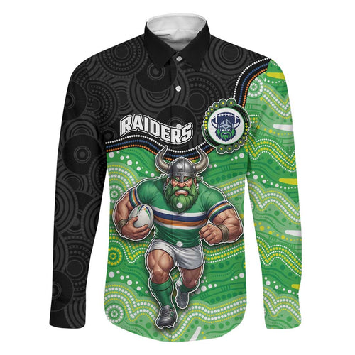 Custom Raiders Family Matching Long Sleeve Bodycon Dress and Hawaiian Shirt Viking Mascot With Aboriginal Indigenous