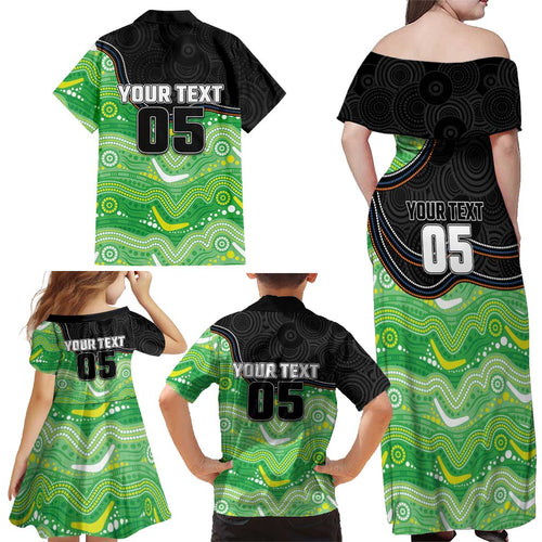 Custom Raiders Family Matching Off Shoulder Maxi Dress and Hawaiian Shirt Viking Mascot With Aboriginal Indigenous