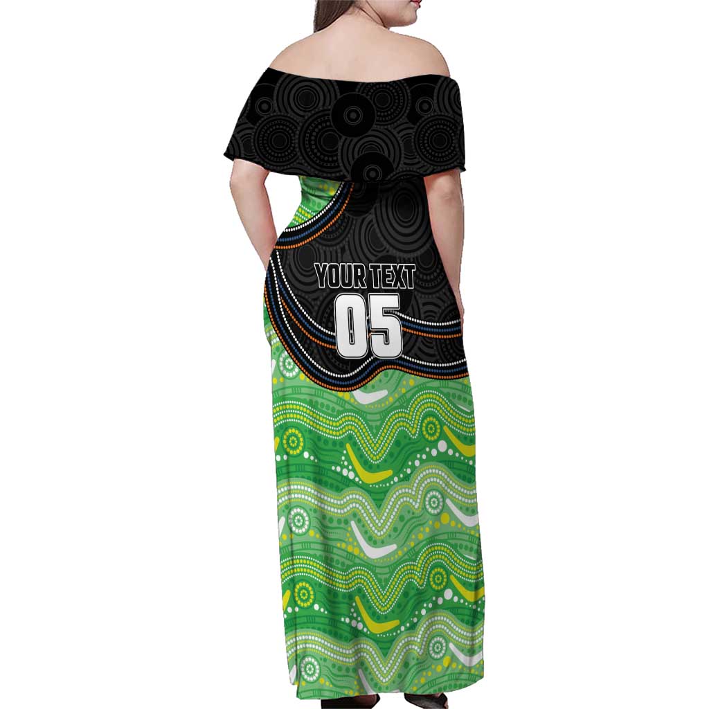 Custom Raiders Family Matching Off Shoulder Maxi Dress and Hawaiian Shirt Viking Mascot With Aboriginal Indigenous
