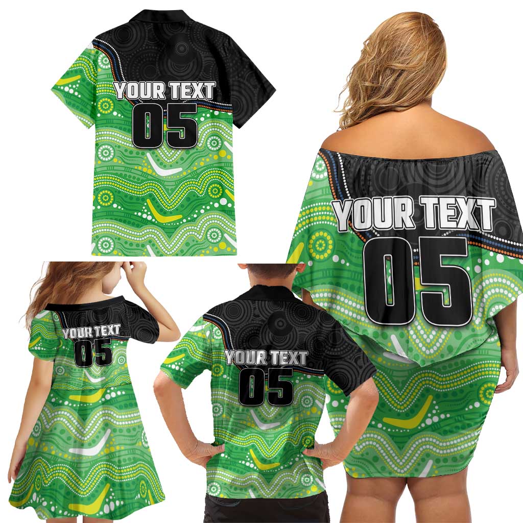 Custom Raiders Family Matching Off Shoulder Short Dress and Hawaiian Shirt Viking Mascot With Aboriginal Indigenous