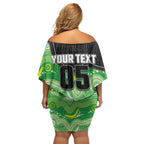 Custom Raiders Family Matching Off Shoulder Short Dress and Hawaiian Shirt Viking Mascot With Aboriginal Indigenous