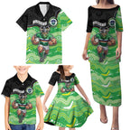 Custom Raiders Family Matching Puletasi and Hawaiian Shirt Viking Mascot With Aboriginal Indigenous