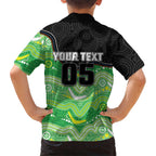 Custom Raiders Family Matching Short Sleeve Bodycon Dress and Hawaiian Shirt Viking Mascot With Aboriginal Indigenous