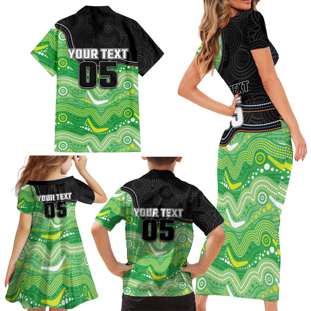 Custom Raiders Family Matching Short Sleeve Bodycon Dress and Hawaiian Shirt Viking Mascot With Aboriginal Indigenous