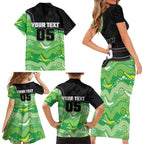 Custom Raiders Family Matching Short Sleeve Bodycon Dress and Hawaiian Shirt Viking Mascot With Aboriginal Indigenous