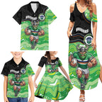 Custom Raiders Family Matching Summer Maxi Dress and Hawaiian Shirt Viking Mascot With Aboriginal Indigenous