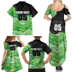 Custom Raiders Family Matching Summer Maxi Dress and Hawaiian Shirt Viking Mascot With Aboriginal Indigenous