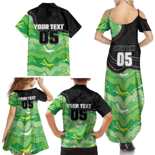 Custom Raiders Family Matching Summer Maxi Dress and Hawaiian Shirt Viking Mascot With Aboriginal Indigenous