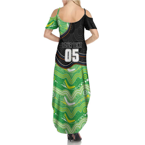 Custom Raiders Family Matching Summer Maxi Dress and Hawaiian Shirt Viking Mascot With Aboriginal Indigenous