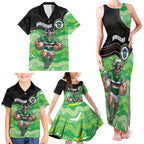 Custom Raiders Family Matching Tank Maxi Dress and Hawaiian Shirt Viking Mascot With Aboriginal Indigenous