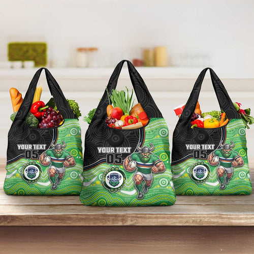 Custom Raiders Grocery Bag Viking Mascot With Aboriginal Indigenous
