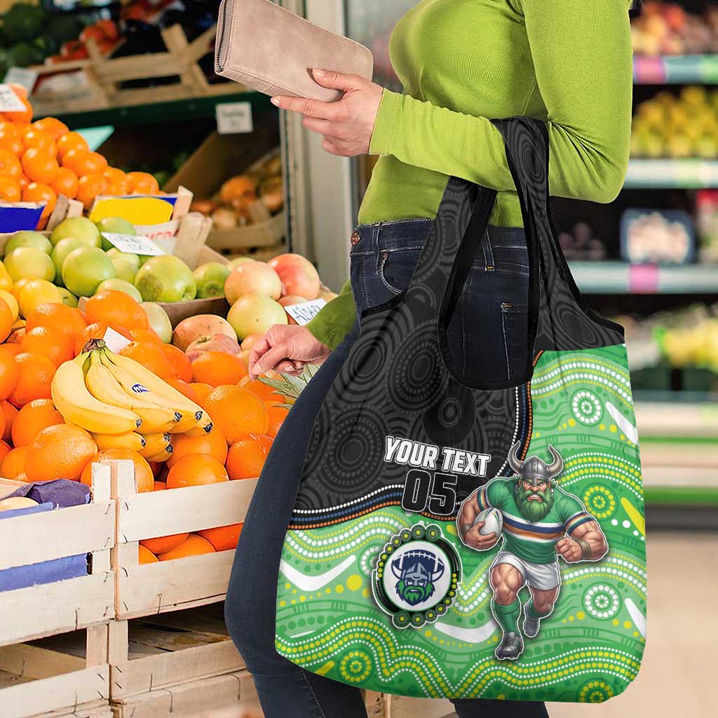 Custom Raiders Grocery Bag Viking Mascot With Aboriginal Indigenous