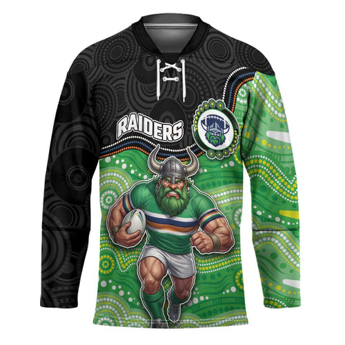 Custom Raiders Hockey Jersey Viking Mascot With Aboriginal Indigenous