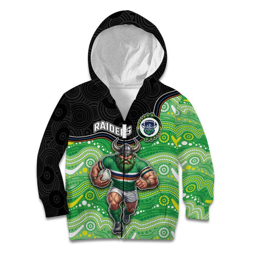 Custom Raiders Kid Hoodie Viking Mascot With Aboriginal Indigenous