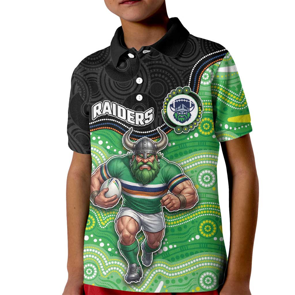 Custom Raiders Kid Polo Shirt Viking Mascot With Aboriginal Indigenous