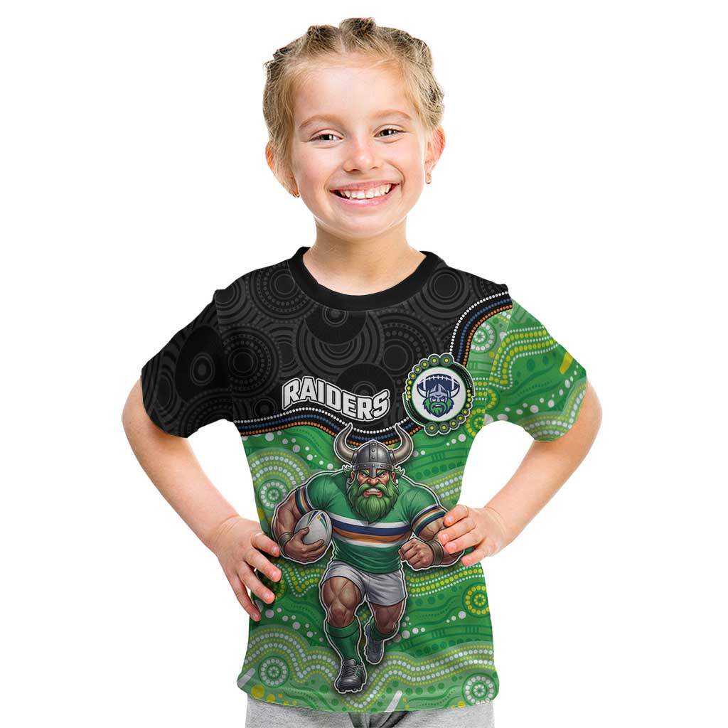 Custom Raiders Kid T Shirt Viking Mascot With Aboriginal Indigenous