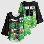 Custom Raiders Kimono Sleeve Blouse Viking Mascot With Aboriginal Indigenous