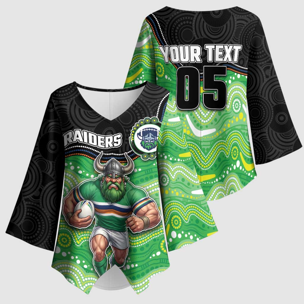 Custom Raiders Kimono Sleeve Blouse Viking Mascot With Aboriginal Indigenous