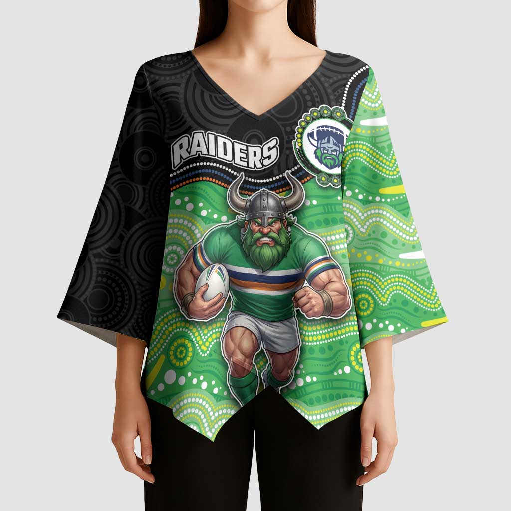 Custom Raiders Kimono Sleeve Blouse Viking Mascot With Aboriginal Indigenous
