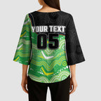 Custom Raiders Kimono Sleeve Blouse Viking Mascot With Aboriginal Indigenous