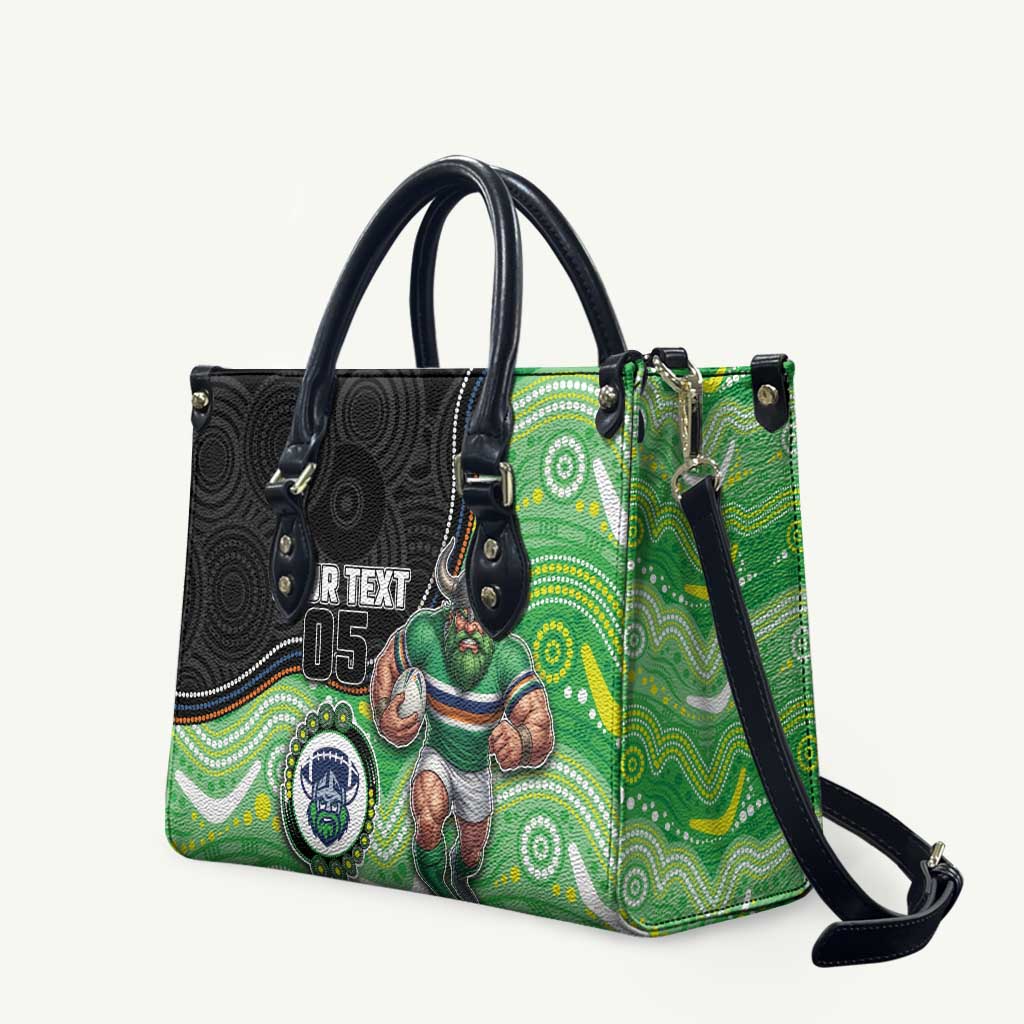 Custom Raiders Leather Bag Viking Mascot With Aboriginal Indigenous