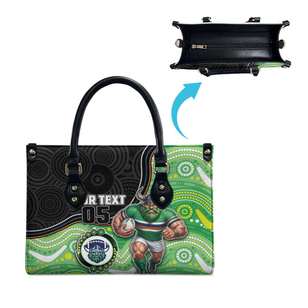 Custom Raiders Leather Bag Viking Mascot With Aboriginal Indigenous