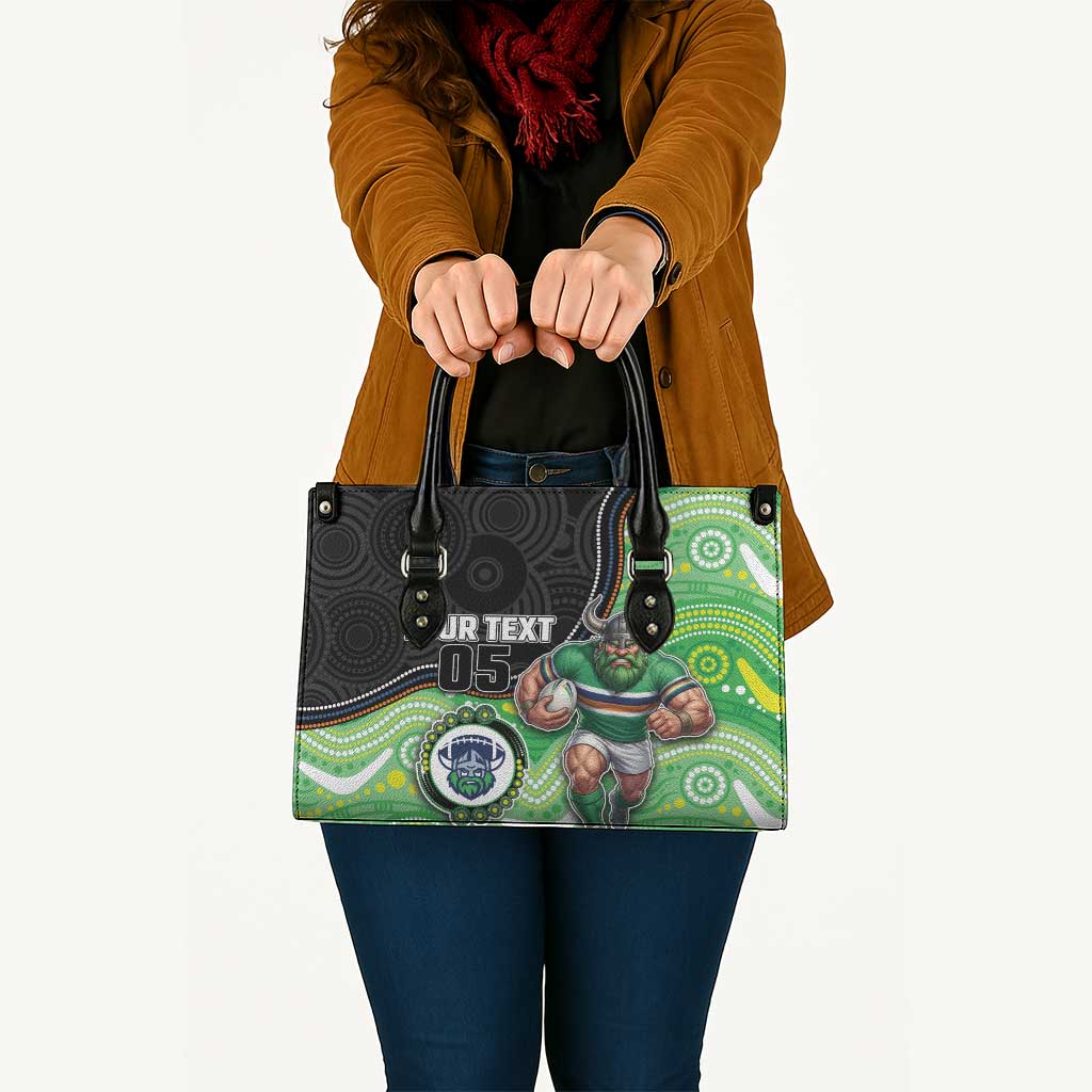 Custom Raiders Leather Bag Viking Mascot With Aboriginal Indigenous
