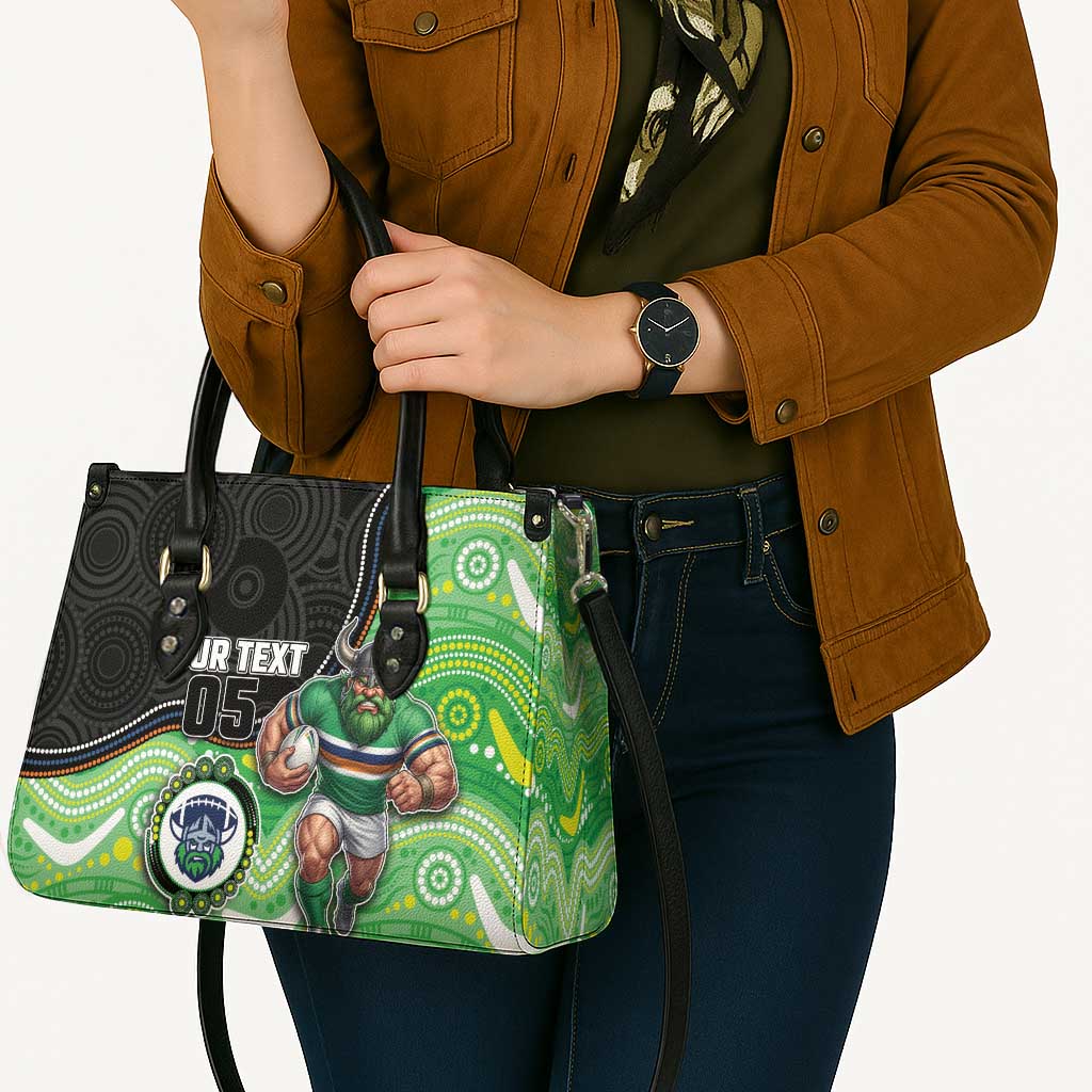 Custom Raiders Leather Bag Viking Mascot With Aboriginal Indigenous