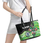 Custom Raiders Leather Tote Bag Viking Mascot With Aboriginal Indigenous